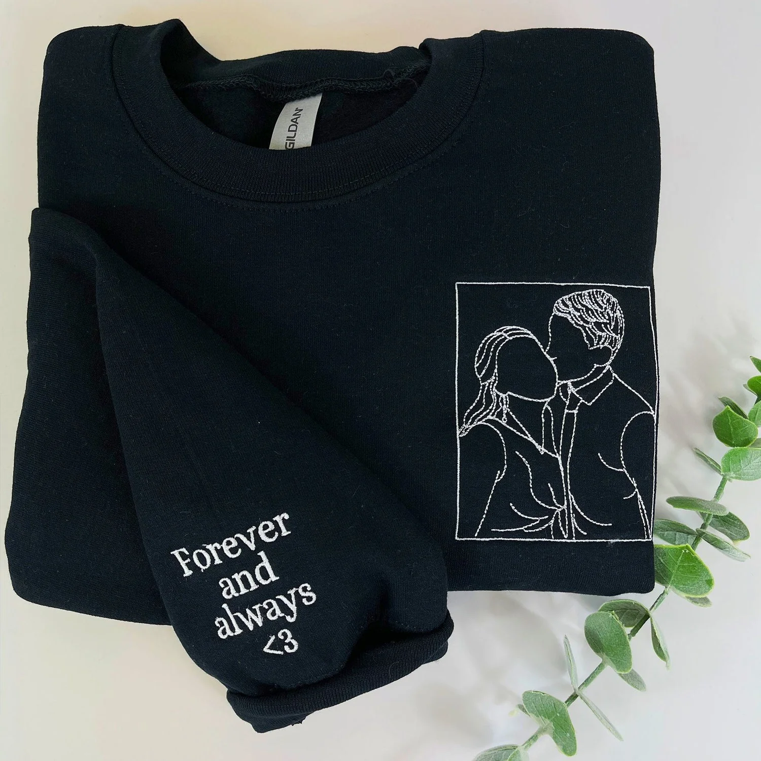 Custom Hug Portrait Sweatshirt from Photo β Personalized Embroidered Line Art Gift for Couples, Best Friends, Siblings, or Loved Ones β Memory Keepsake - Image 3