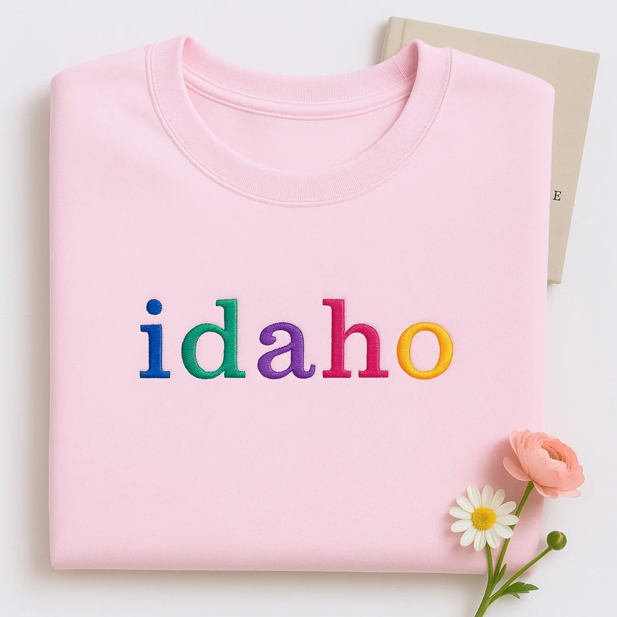 Custom Idaho State Sweatshirt - Rainbow Embroidered Letters - Gem State Pride Gift - Image 5