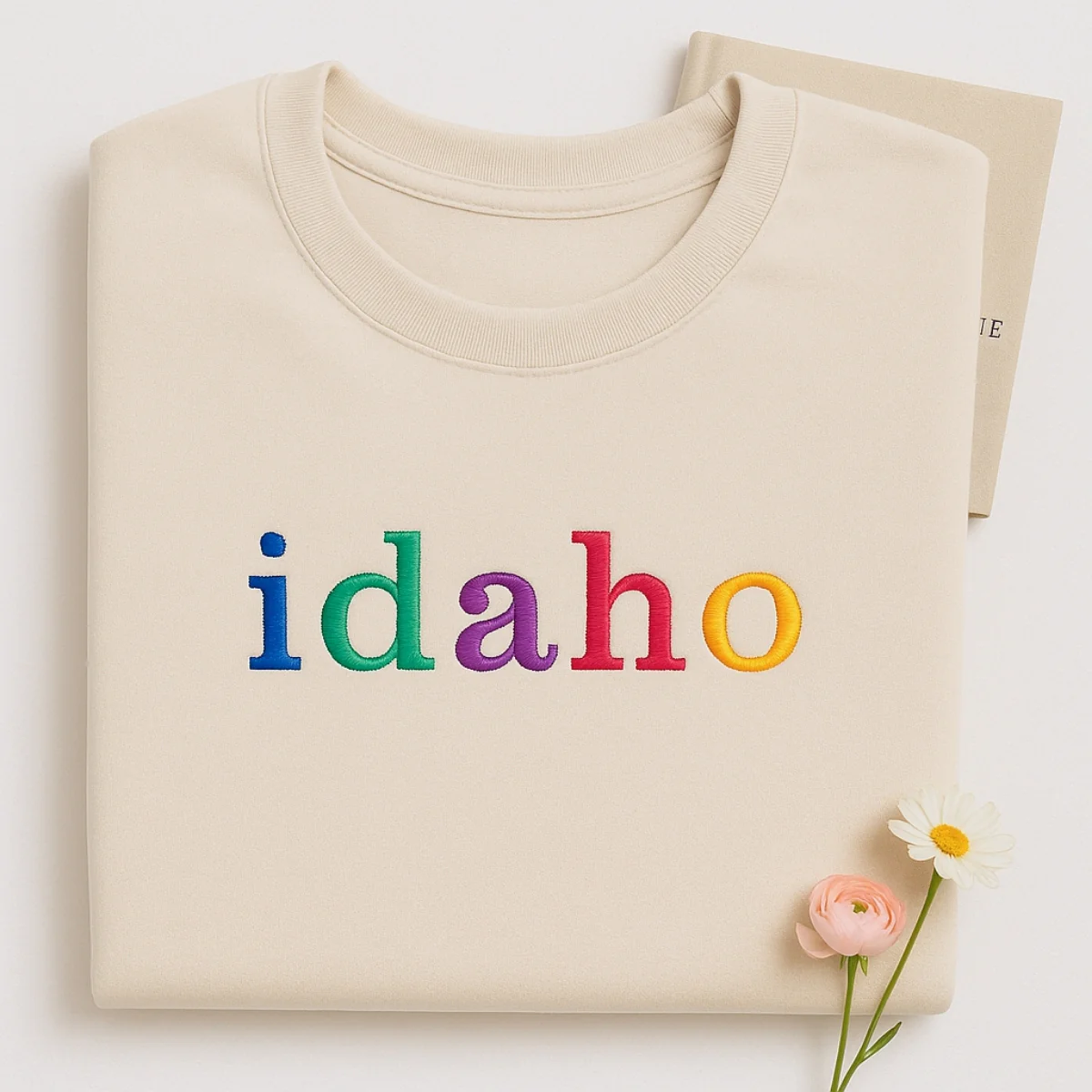 Custom Idaho State Sweatshirt - Rainbow Embroidered Letters - Gem State Pride Gift - Image 7