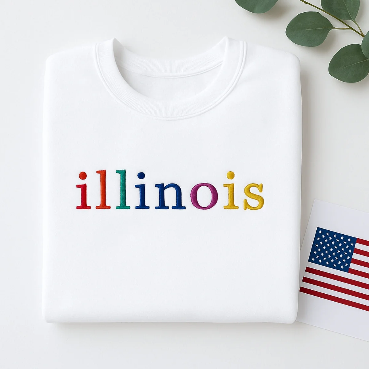 Custom Illinois State Sweatshirt - Rainbow Embroidered Letters - Prairie State Pride Gift - Image 2
