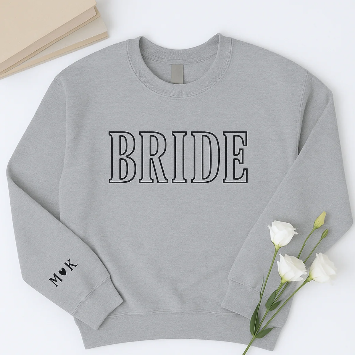 Custom Initials Bride Sweatshirt - Personalized Wedding Embroidered Apparel - Perfect Bridal Gift - Image 7