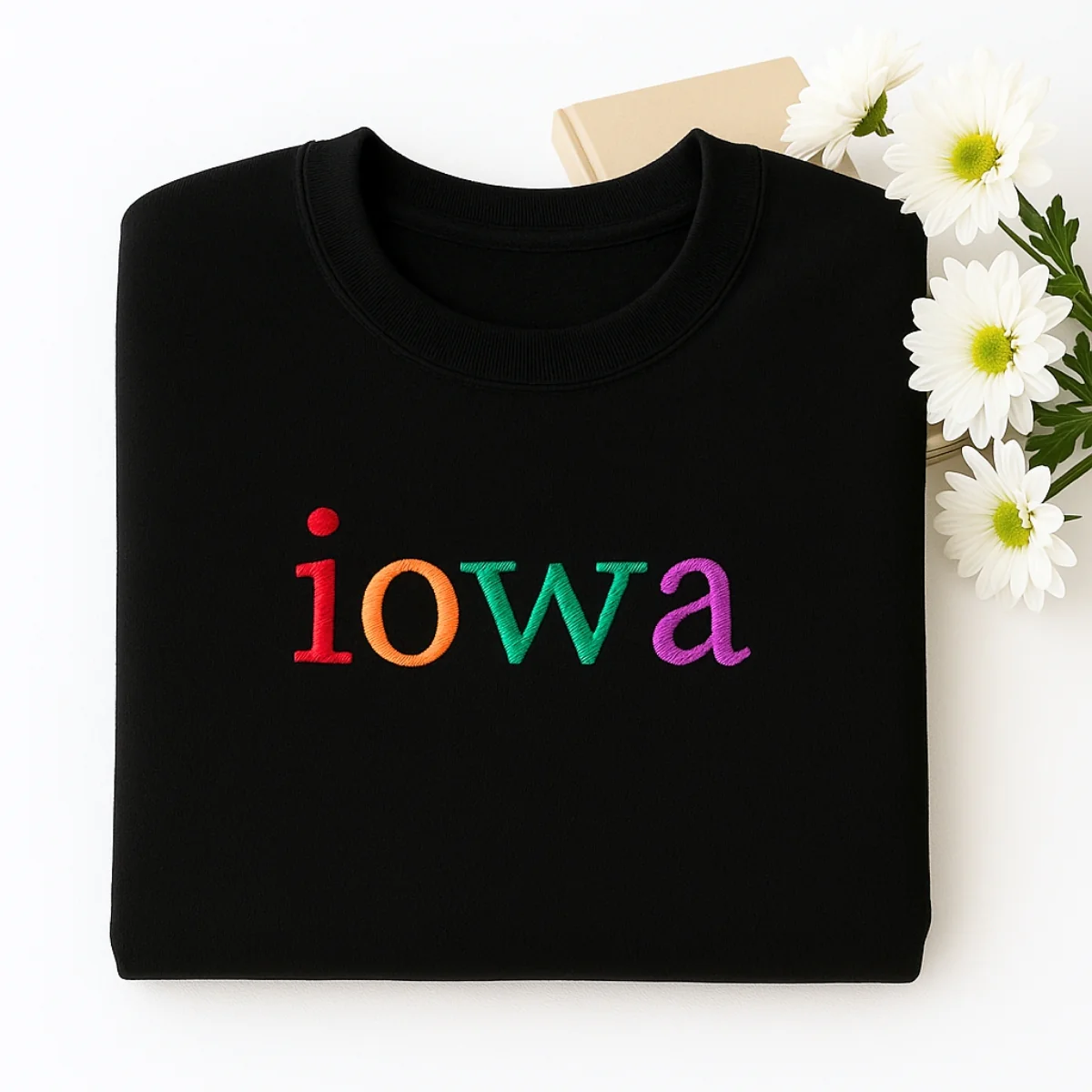 Custom Iowa State Sweatshirt - Rainbow Embroidered Letters - Hawkeye State Pride Gift - Image 3
