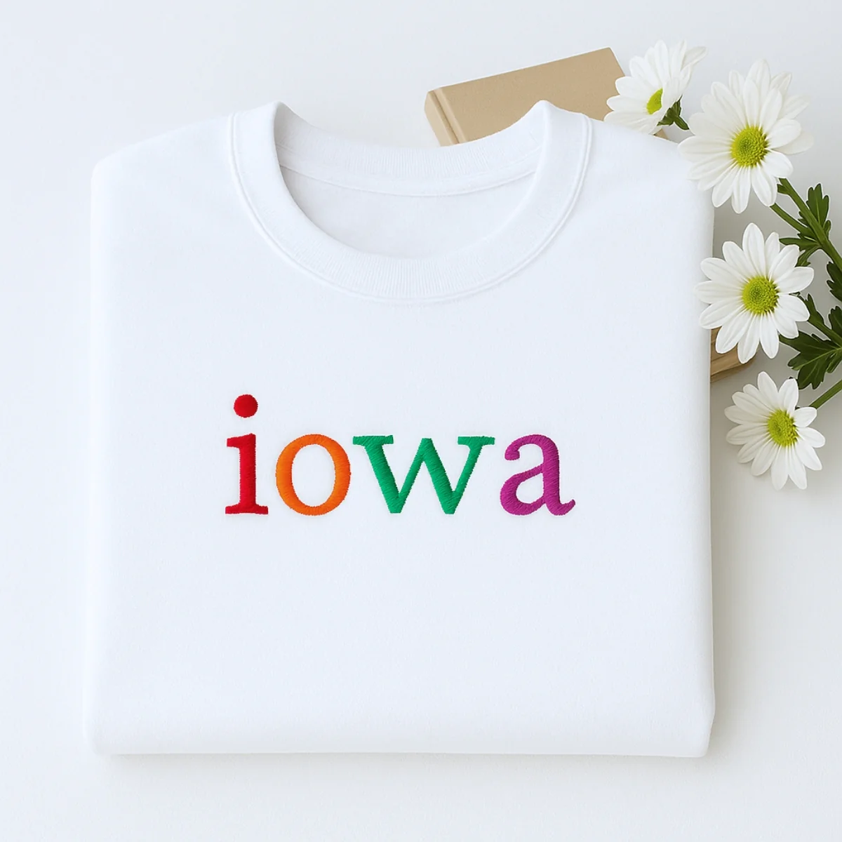 Custom Iowa State Sweatshirt - Rainbow Embroidered Letters - Hawkeye State Pride Gift - Image 4