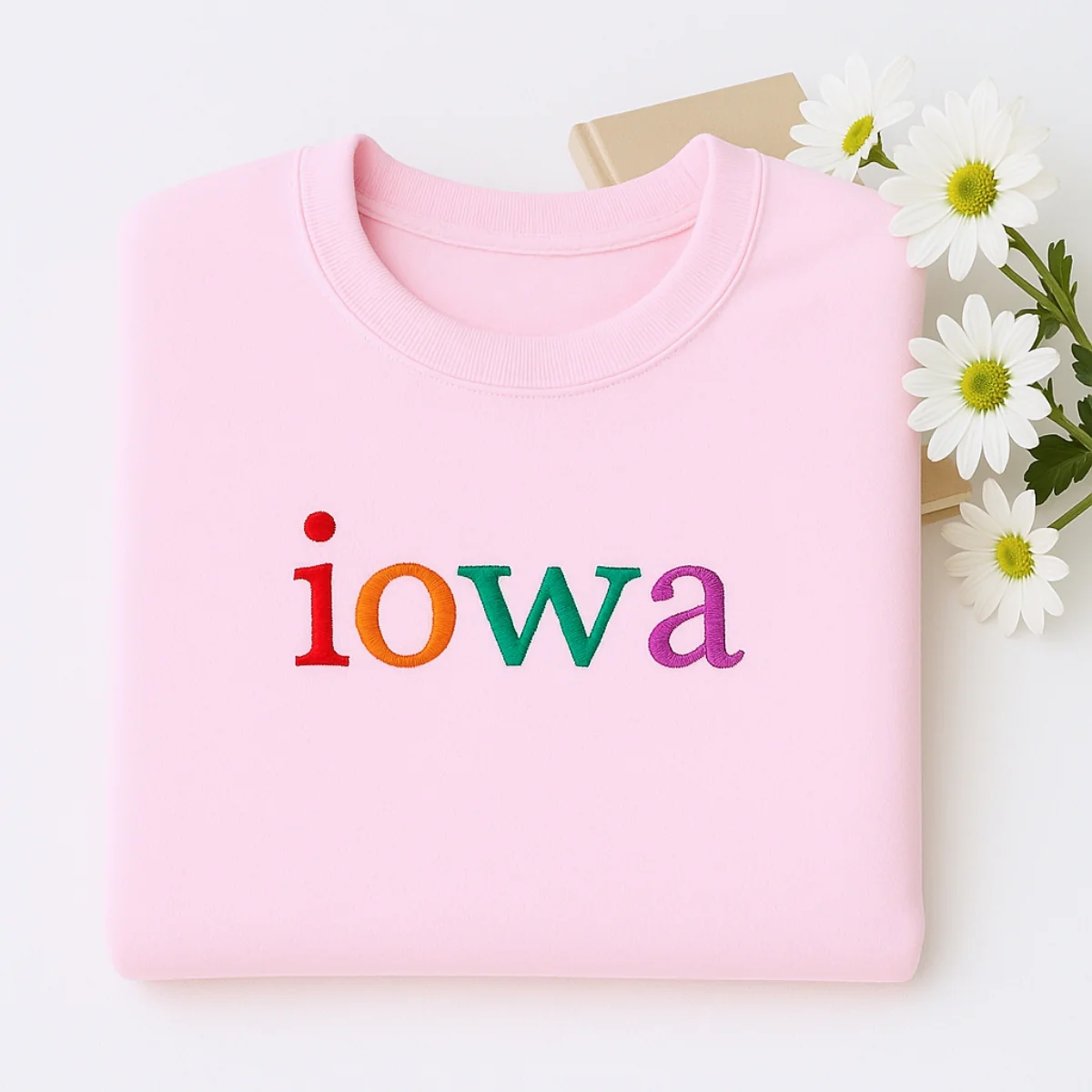 Custom Iowa State Sweatshirt - Rainbow Embroidered Letters - Hawkeye State Pride Gift - Image 5