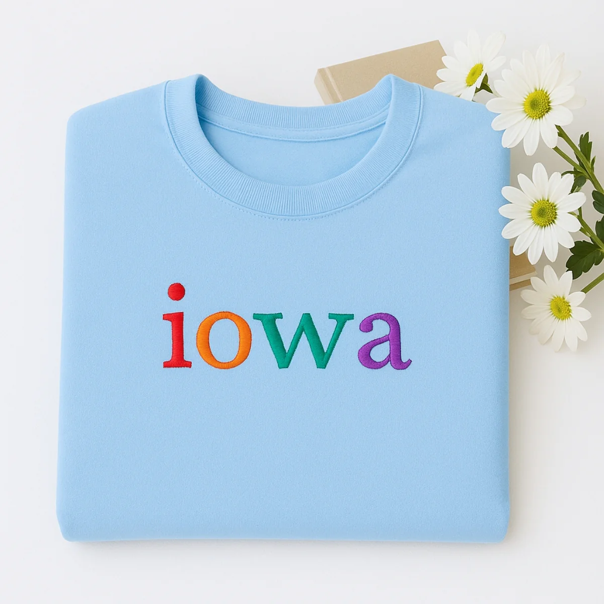 Custom Iowa State Sweatshirt - Rainbow Embroidered Letters - Hawkeye State Pride Gift - Image 6
