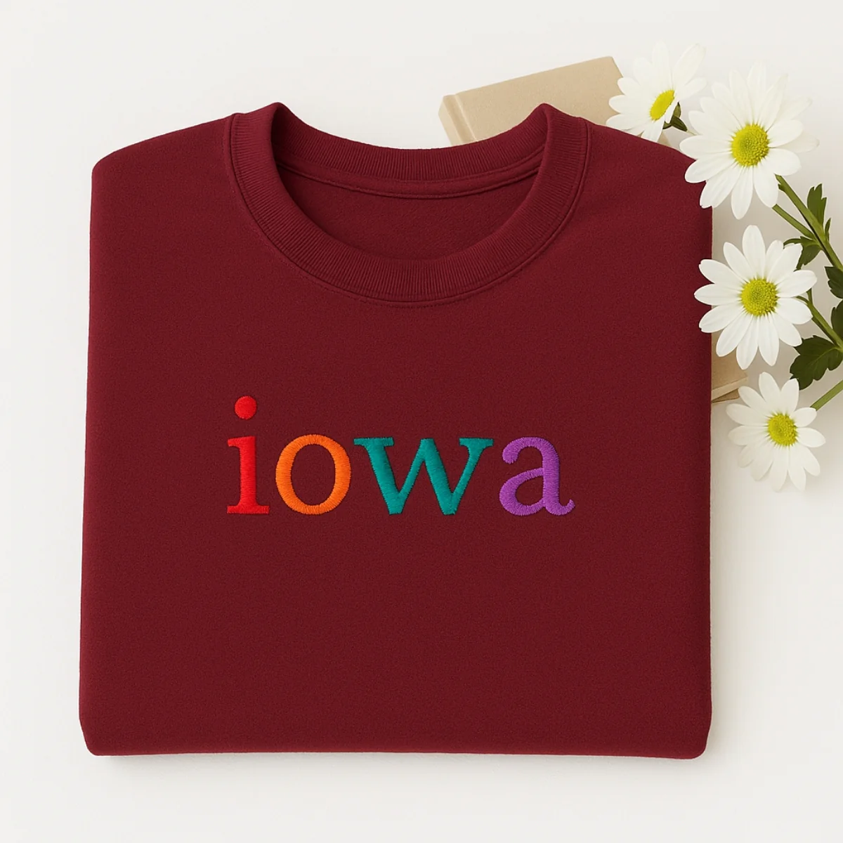 Custom Iowa State Sweatshirt - Rainbow Embroidered Letters - Hawkeye State Pride Gift - Image 7