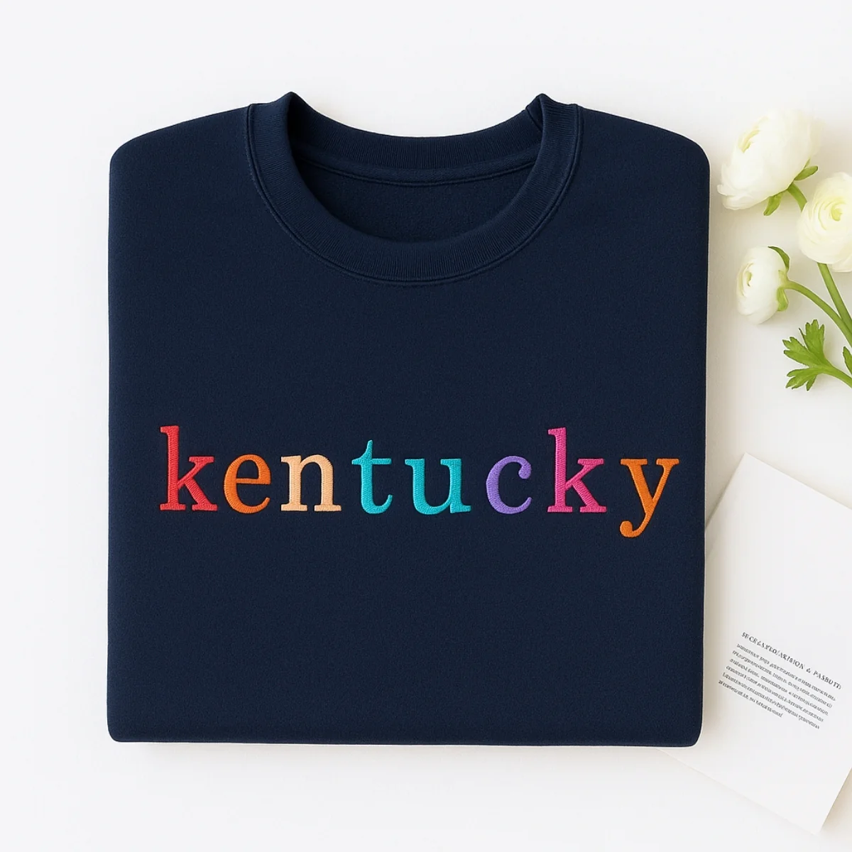 Custom Kentucky State Sweatshirt - Colorful Embroidered Letters - Perfect College Gift