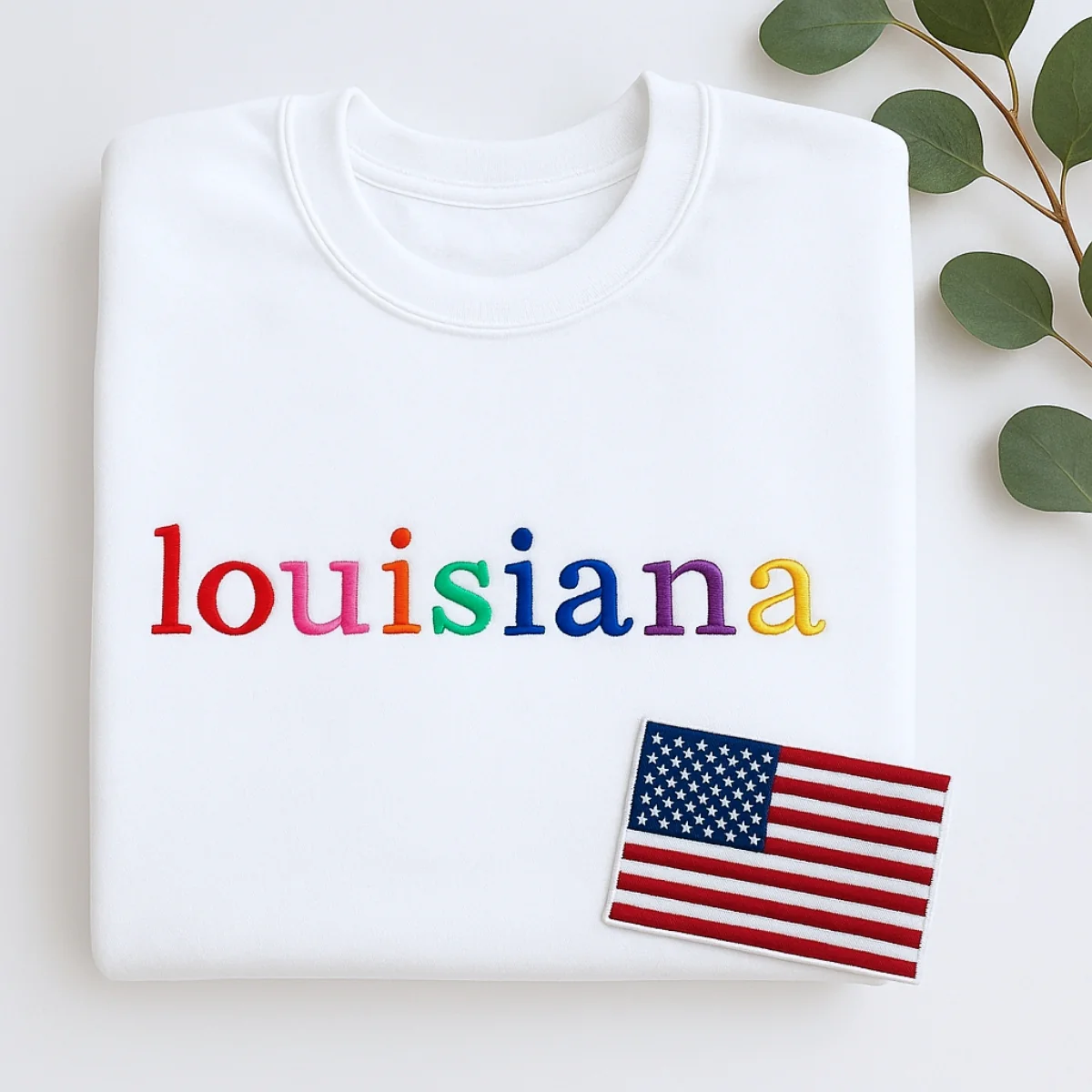 Custom Louisiana State Sweatshirt - Rainbow Embroidered Letters - Pelican State Pride Gift - Image 3