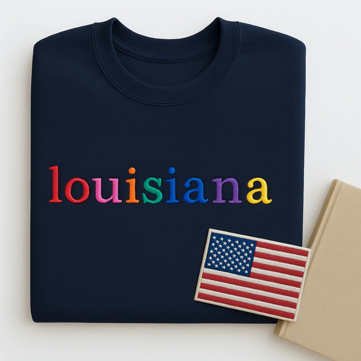 Custom Louisiana State Sweatshirt - Rainbow Embroidered Letters - Pelican State Pride Gift - Image 4