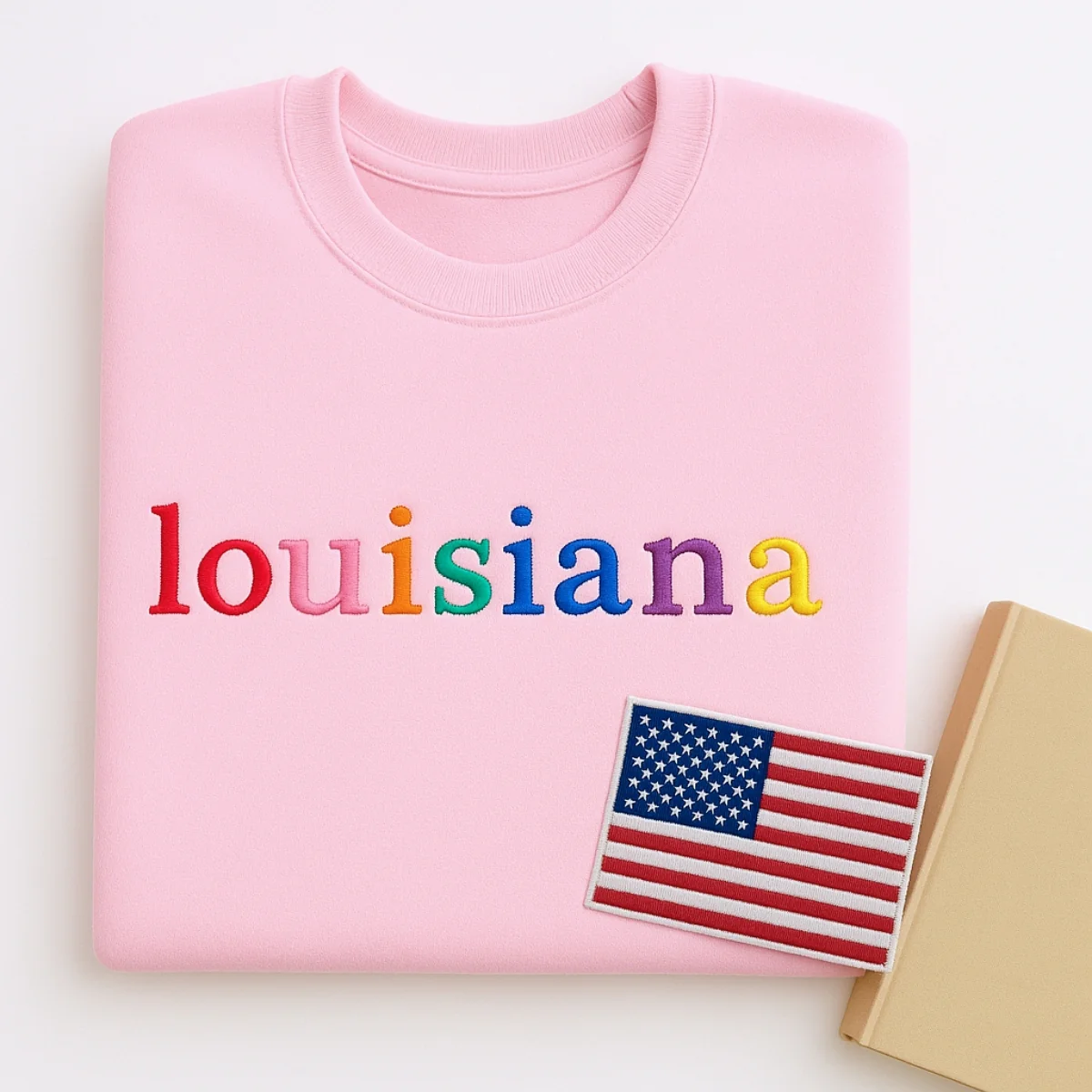 Custom Louisiana State Sweatshirt - Rainbow Embroidered Letters - Pelican State Pride Gift - Image 5