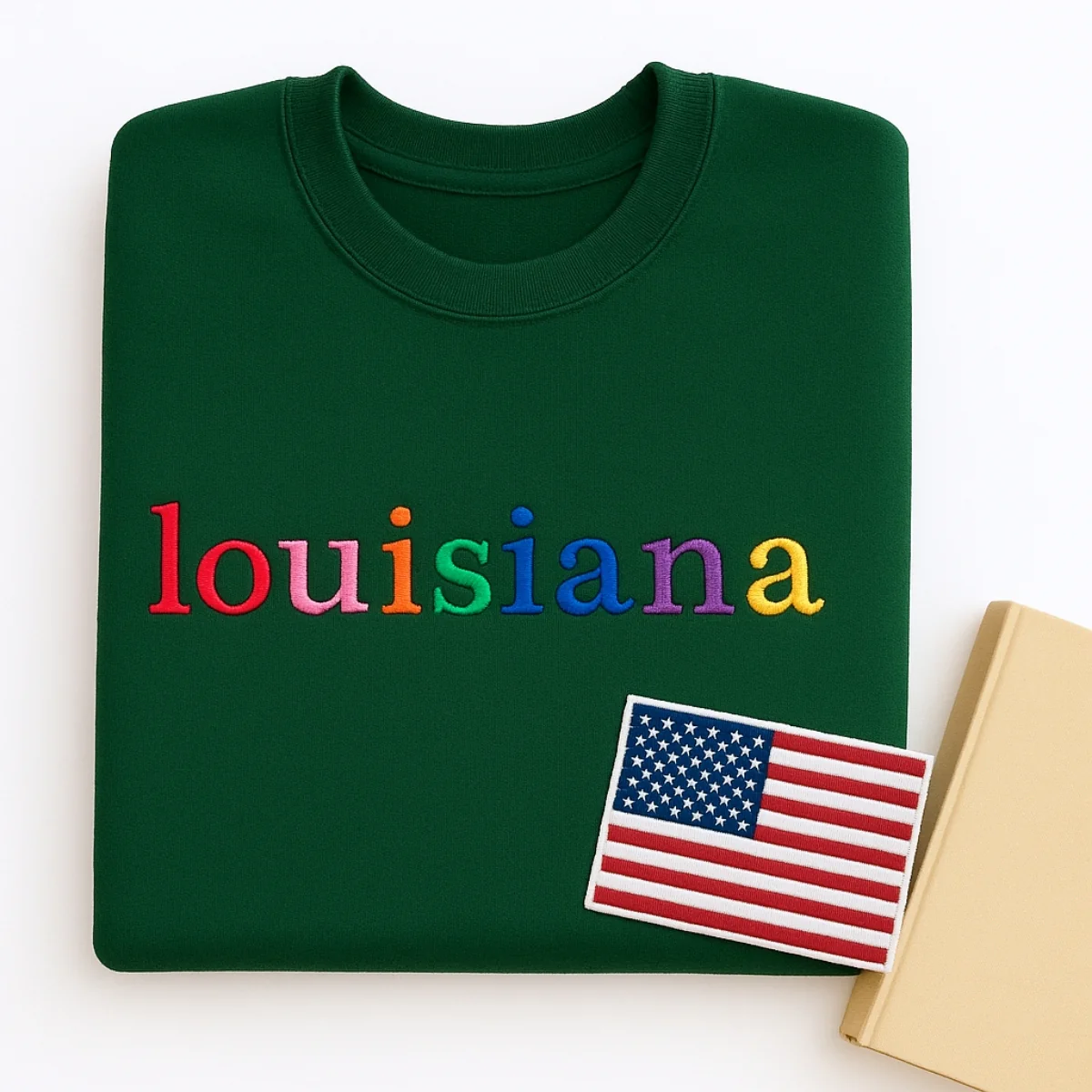 Custom Louisiana State Sweatshirt - Rainbow Embroidered Letters - Pelican State Pride Gift - Image 7