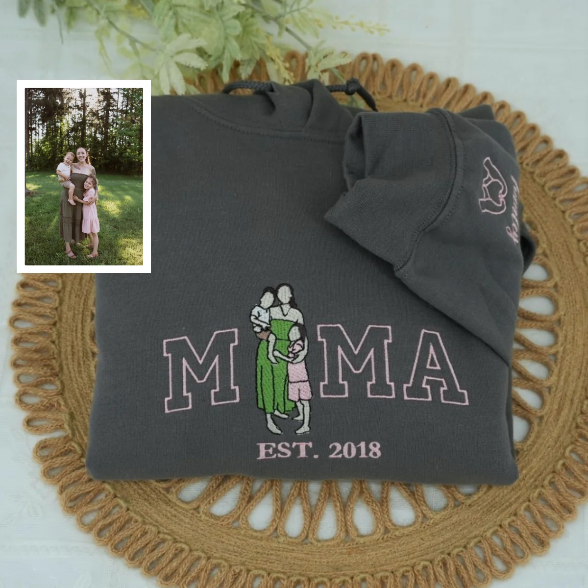Custom Mama Hoodies - Mother Child Embroidered Sweatshirts - Perfect Mama Gift with Custom Year