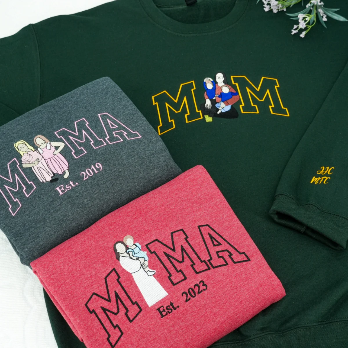 Custom Mama Hoodies - Mother Child Embroidered Sweatshirts - Perfect Mama Gift with Custom Year - Image 8