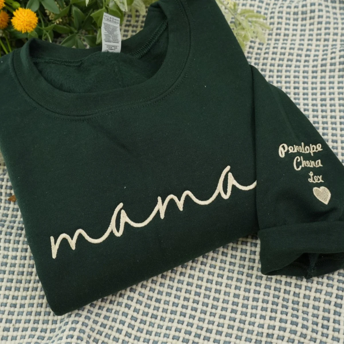Custom Mama Sweatshirts - Blue Script Embroidered Hoodies with Kids Names - Perfect Multi Child Mother Gift - Image 6
