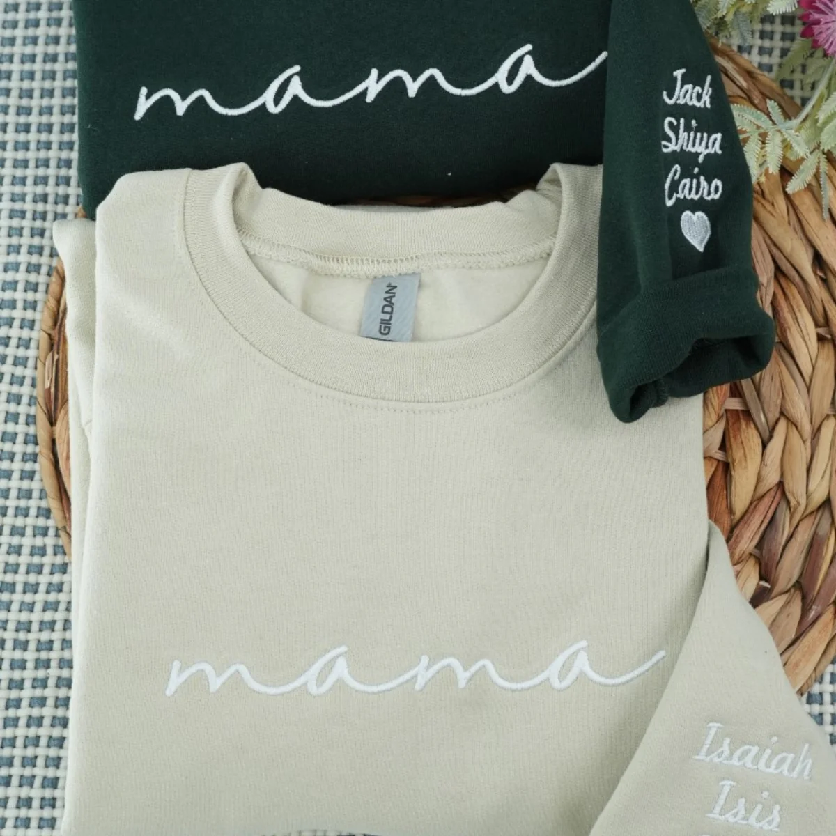 Custom Mama Sweatshirts - Purple Script Embroidered Hoodies with Kids Names - Perfect Multi Child Mother Gift - Image 2