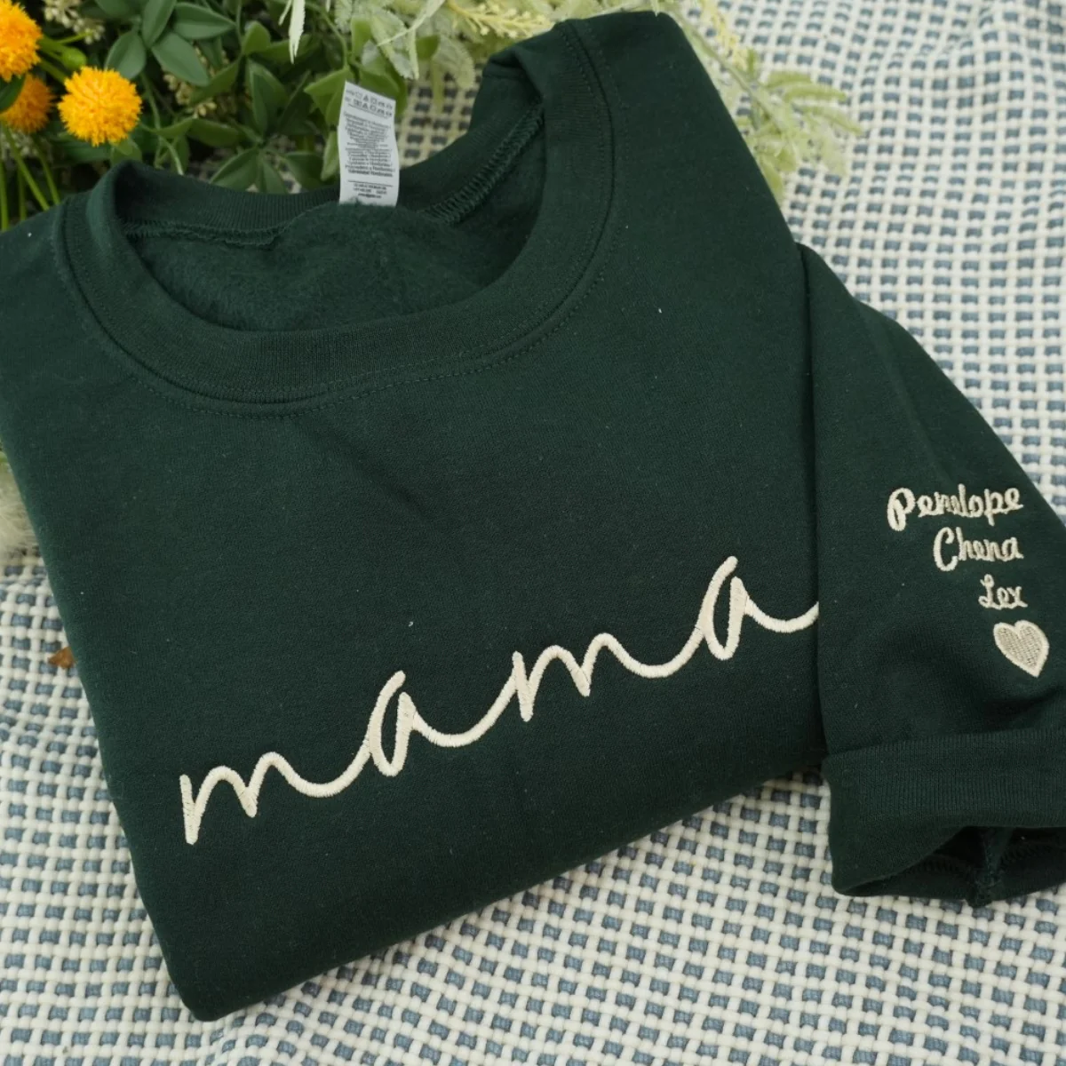 Custom Mama Sweatshirts - Purple Script Embroidered Hoodies with Kids Names - Perfect Multi Child Mother Gift - Image 3