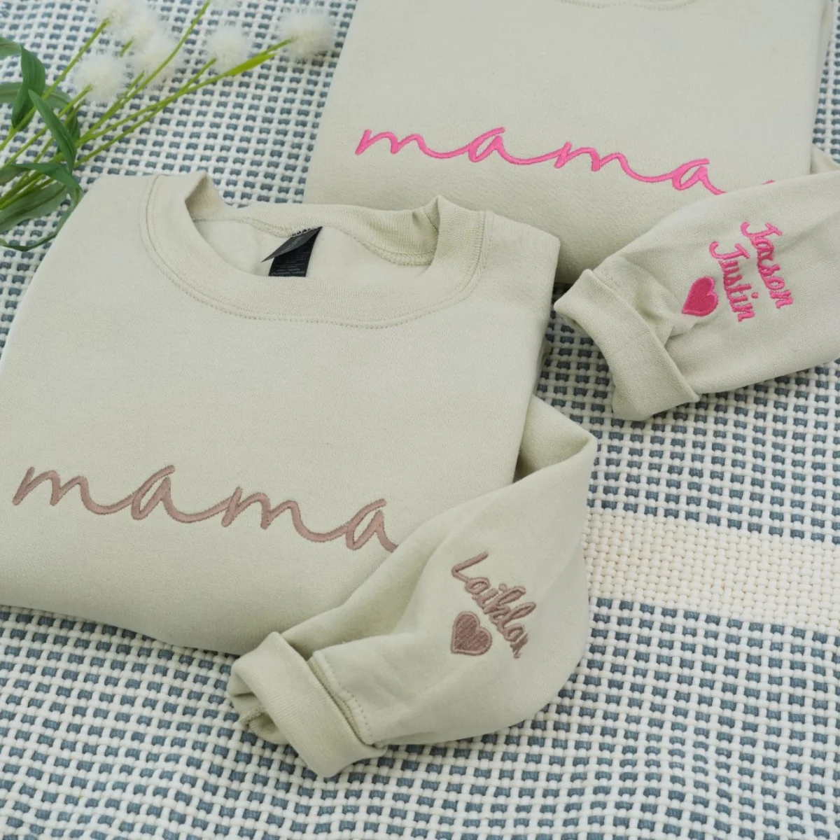 Custom Mama Sweatshirts - Purple Script Embroidered Hoodies with Kids Names - Perfect Multi Child Mother Gift - Image 5