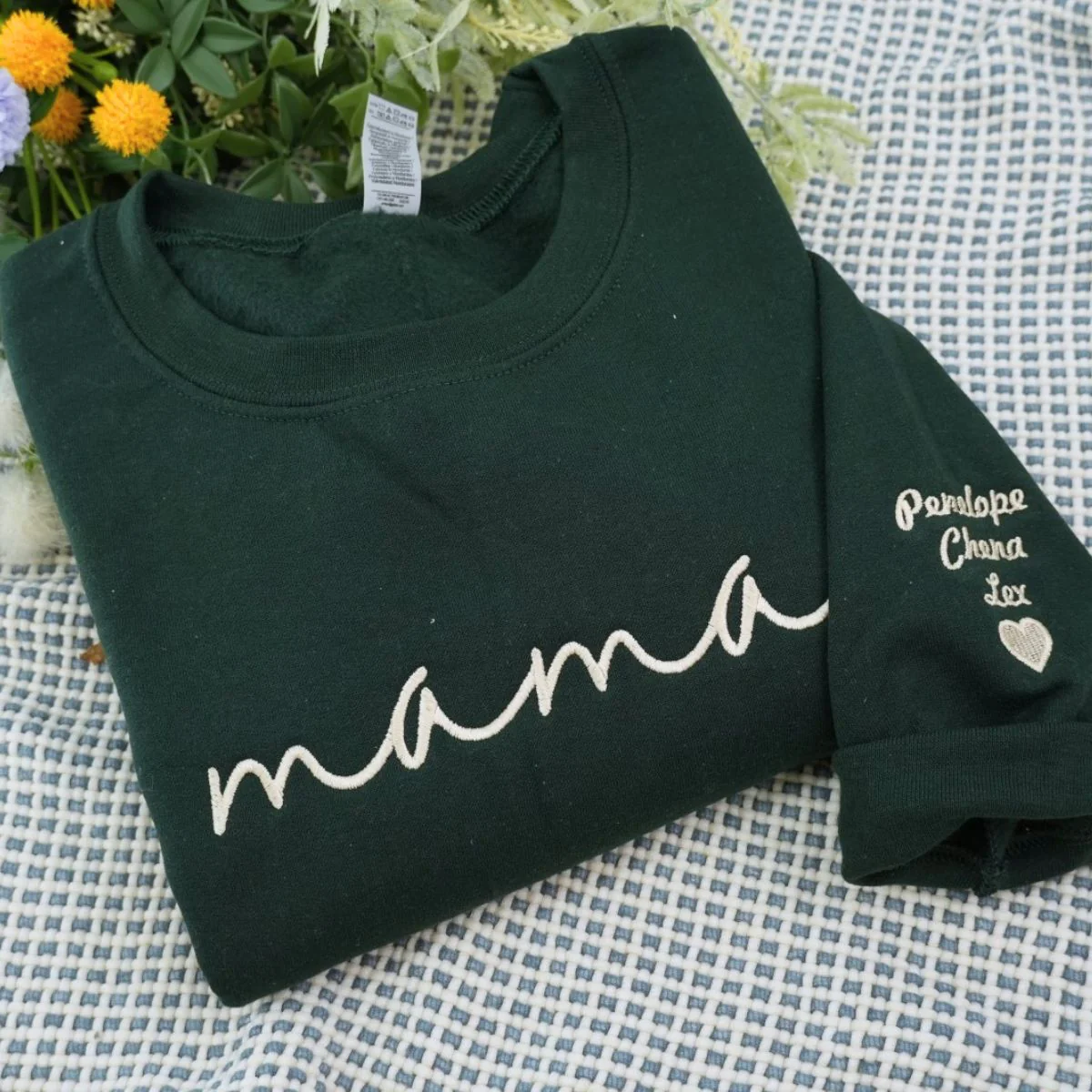 Custom Mama Sweatshirts - Script Embroidered Hoodies with Kids Names - Perfect Multi Child Mother Gift