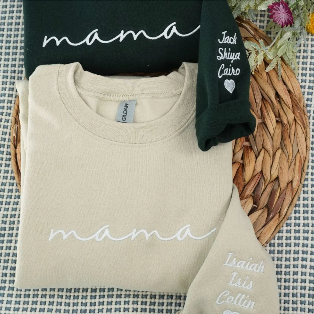 Custom Mama Sweatshirts - Script Embroidered Hoodies with Kids Names - Perfect Multi Child Mother Gift - Image 2