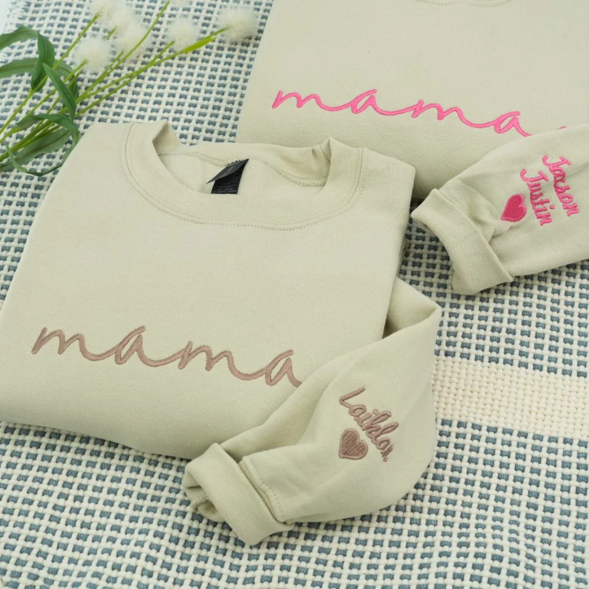 Custom Mama Sweatshirts - Script Embroidered Hoodies with Kids Names - Perfect Multi Child Mother Gift - Image 4