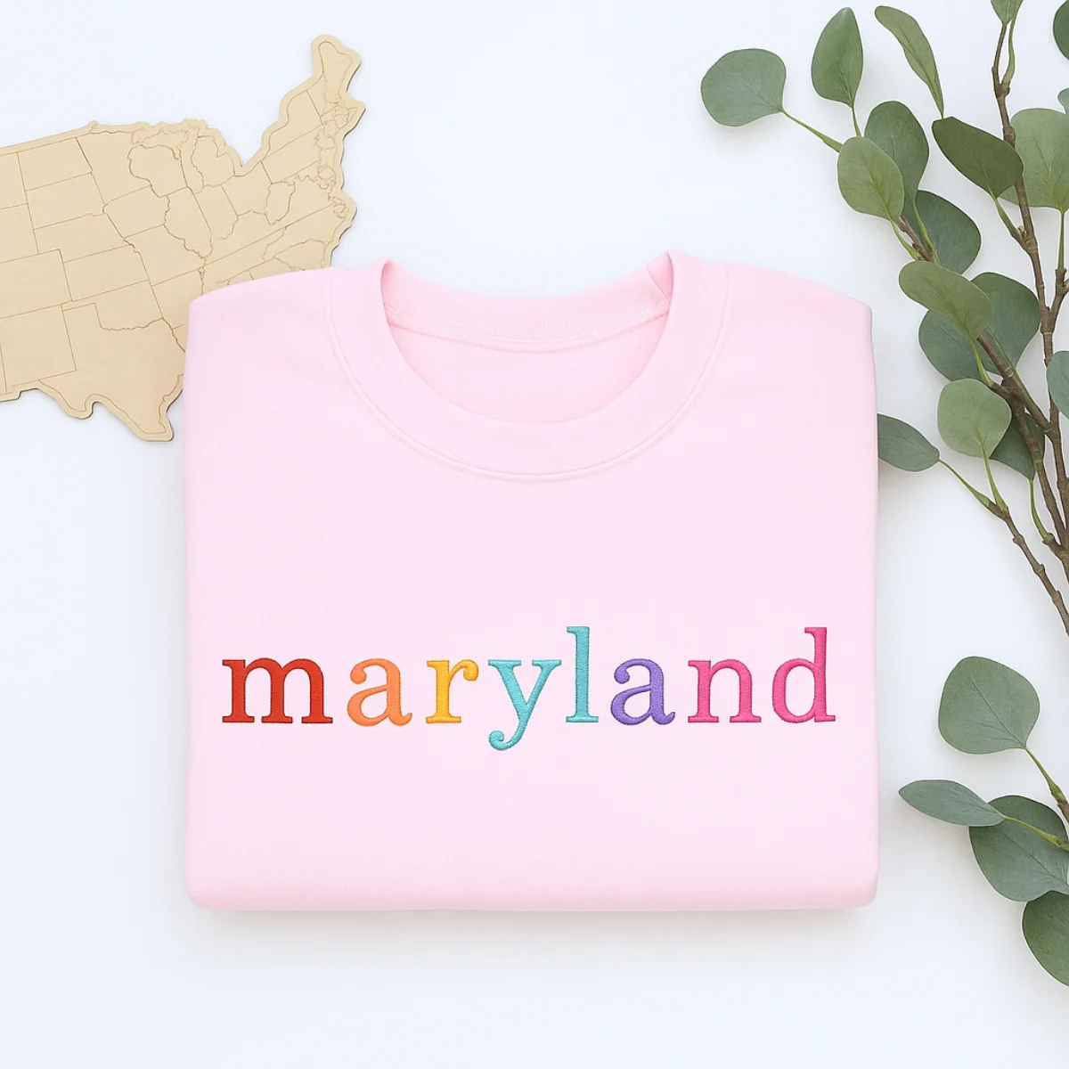 Custom Maryland State Sweatshirt - Rainbow Embroidered Letters - Old Line State Pride Gift - Image 6