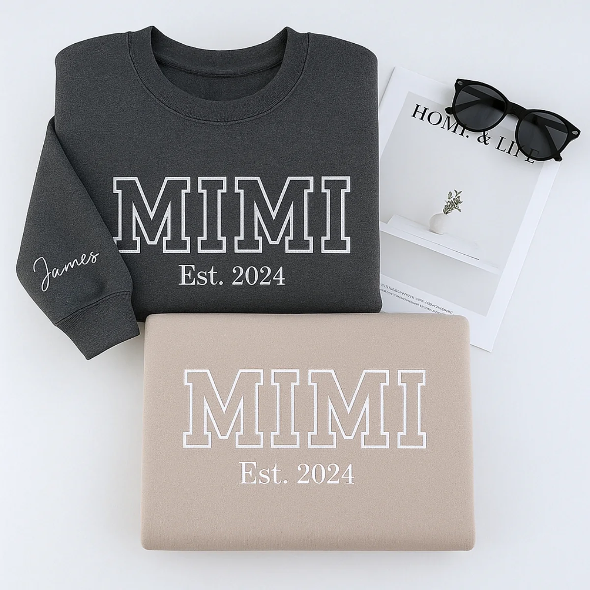 Custom Mimi Sweatshirts with EST Year & Names - Personalized Grandma Varsity Crewneck Gift - Image 3