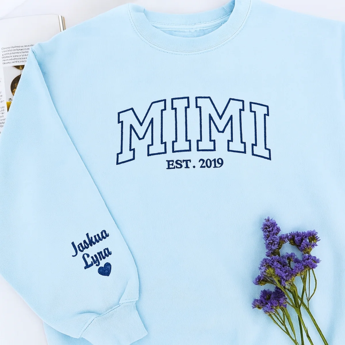 Custom Mimi Sweatshirts with EST Year & Names - Personalized Grandma Varsity Crewneck Gift - Image 7
