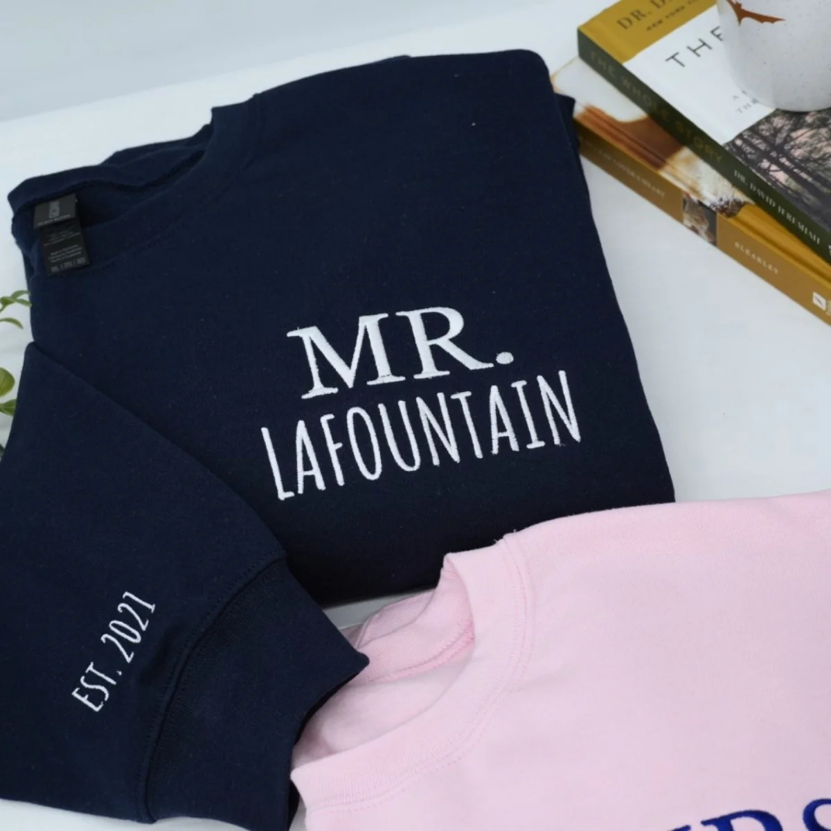 Custom Mr Mrs Sweatshirts - Personalized Last Name Embroidered - Perfect Couples Gift - Image 2