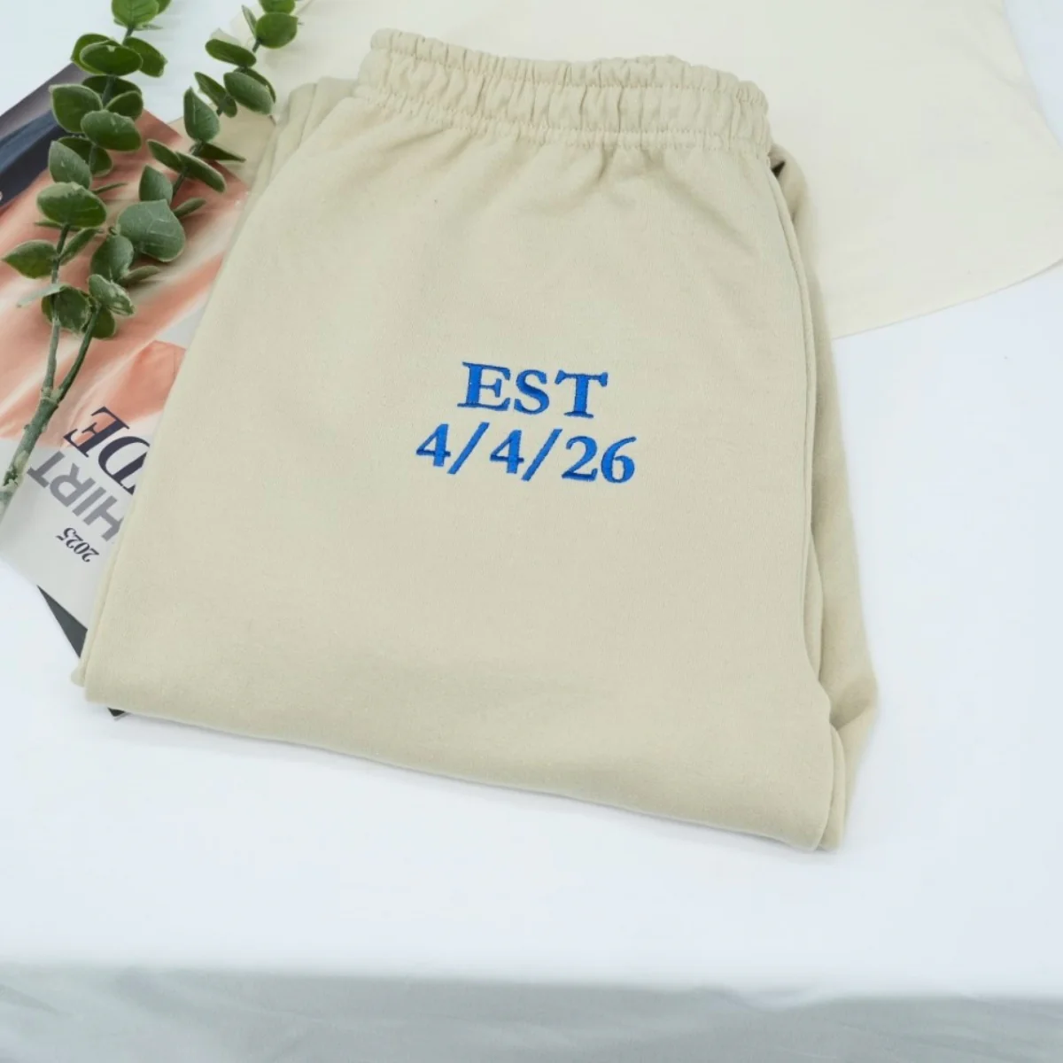 Custom Mr Mrs Tank Top & Jogger Set - Matching Anniversary Embroidered Couples Apparel - EST Date Gift - Image 4
