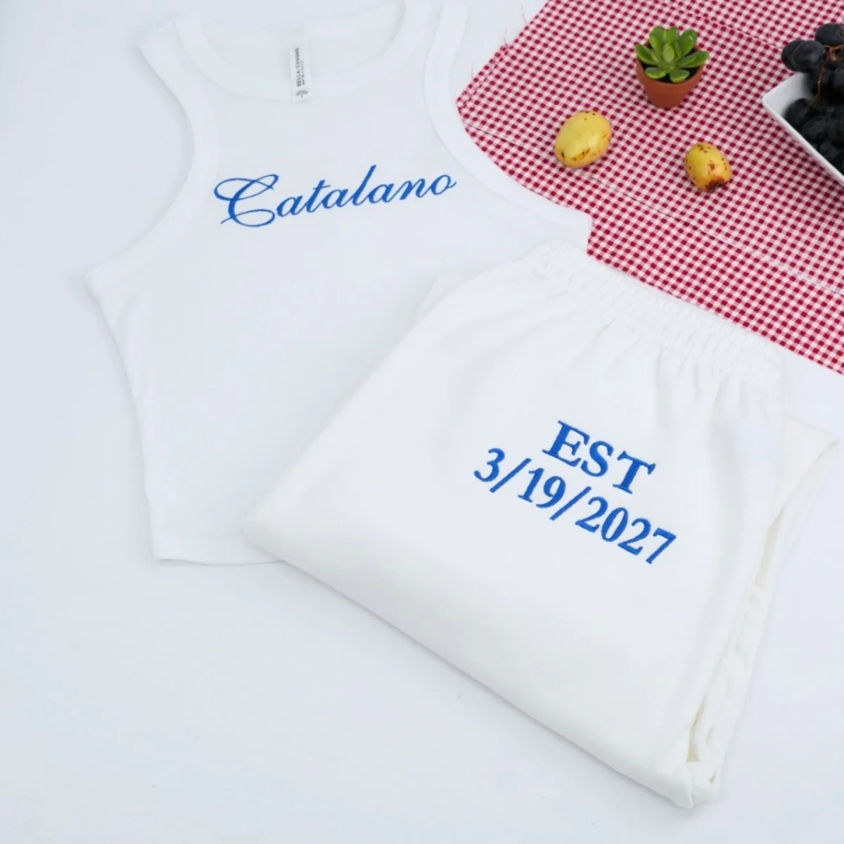 Custom Mr Mrs Tank Top & Jogger Set - Matching Anniversary Embroidered Couples Apparel - EST Date Gift - Image 6