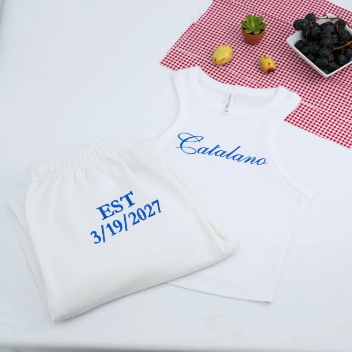 Custom Mr Mrs Tank Top & Jogger Set - Matching Anniversary Embroidered Couples Apparel - EST Date Gift - Image 7