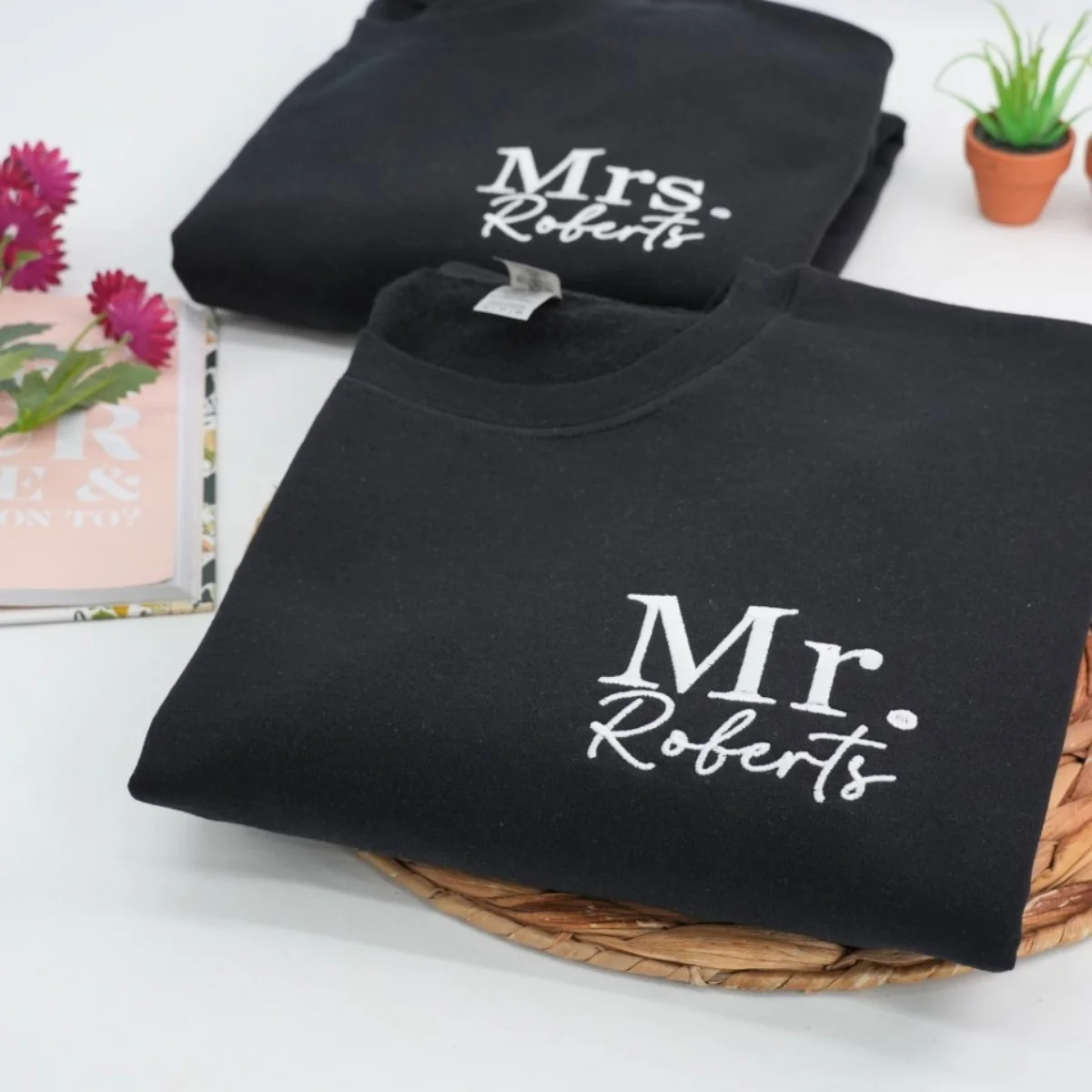 Custom Mr Mrs Wedding Sweatshirts - Personalized Last Name Couple Embroidered - Perfect Wedding Gift - Image 6