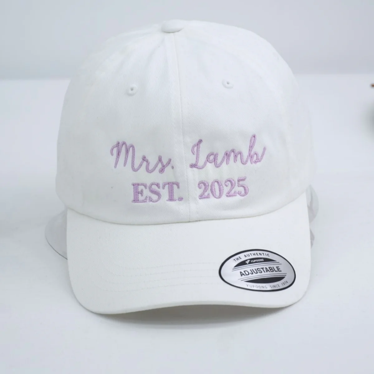 Custom Mrs. Embroidered Cap - Personalized Newlywed Bridal Accessory - Wedding Gift EST Date - Image 3