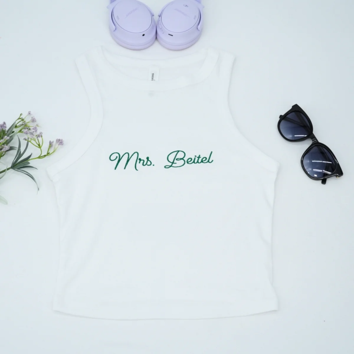 Custom Mrs Set Tank Joggers - Personalized Embroidered Wife Loungewear - Perfect Honeymoon Anniversary Gift - Image 3