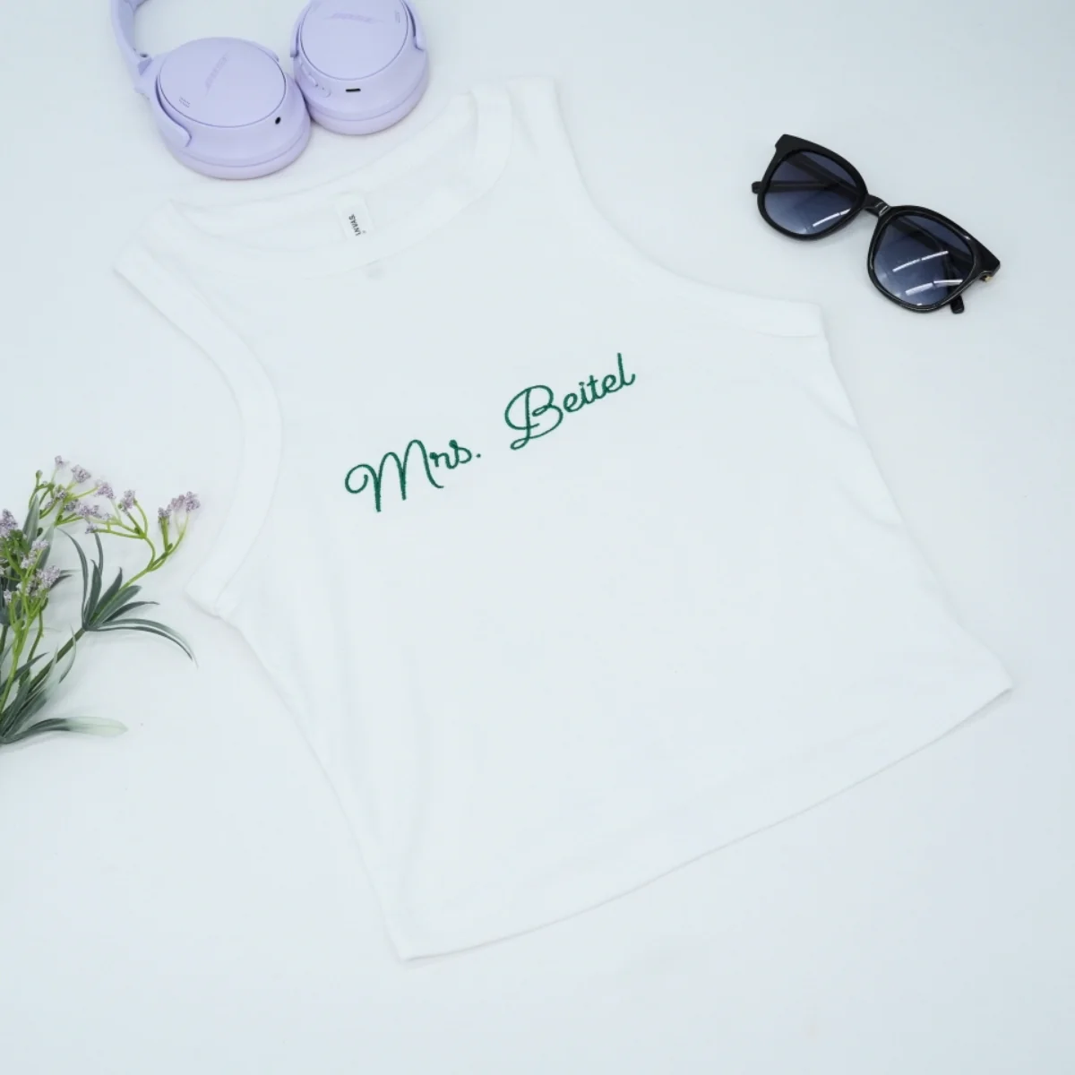 Custom Mrs Set Tank Joggers - Personalized Embroidered Wife Loungewear - Perfect Honeymoon Anniversary Gift - Image 5