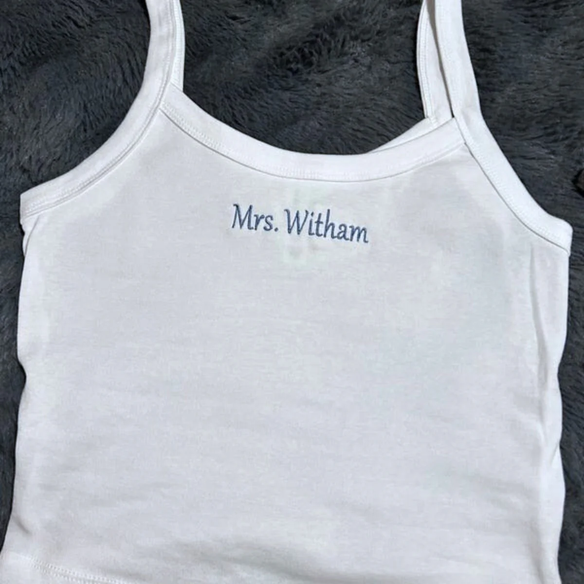 Custom Mrs Tank Top - Personalized Embroidered Wife Tank - Perfect Anniversary Valentine's Honeymoon Gift - Image 4