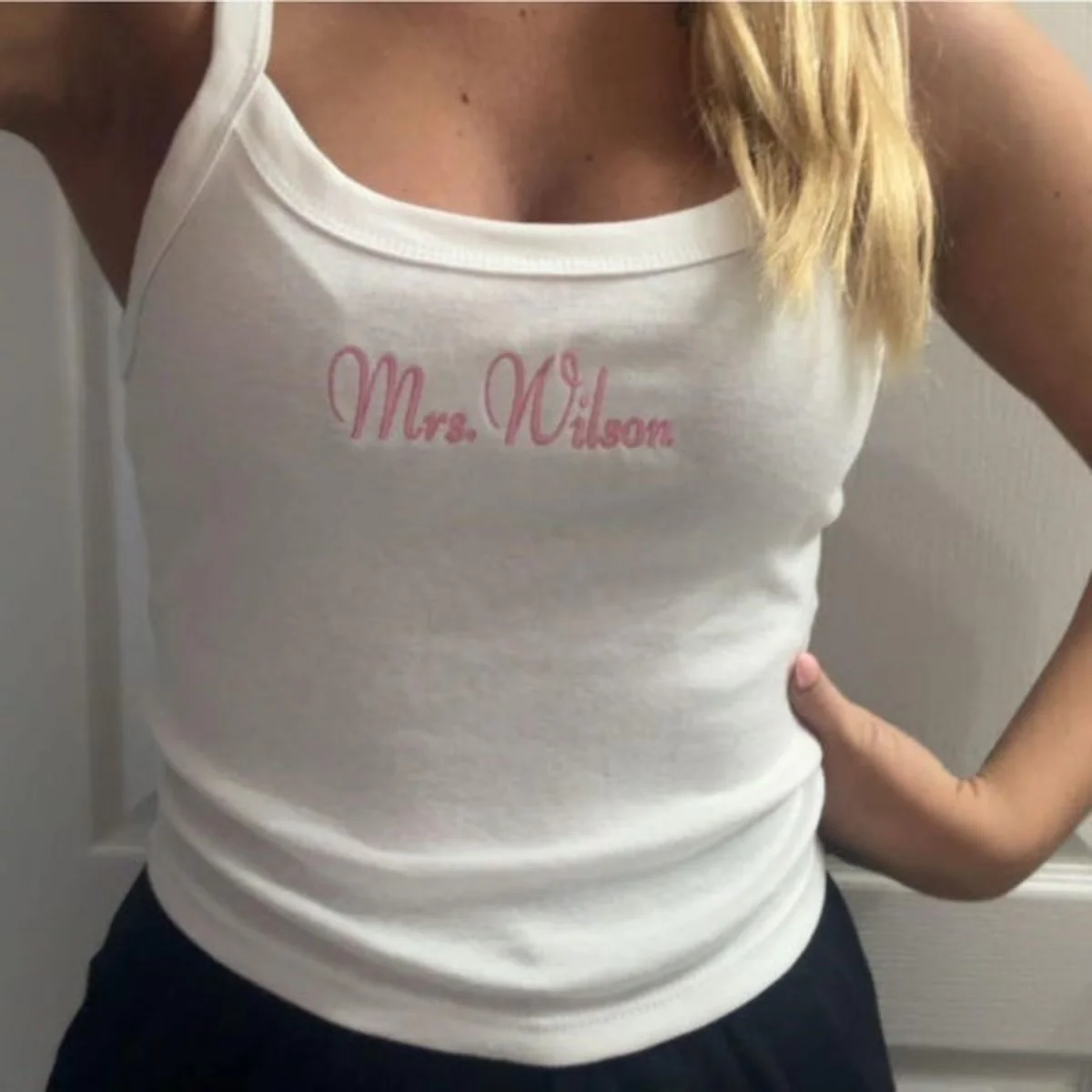 Custom Mrs Tank Top - Personalized Embroidered Wife Tank - Perfect Anniversary Valentine's Honeymoon Gift - Image 6