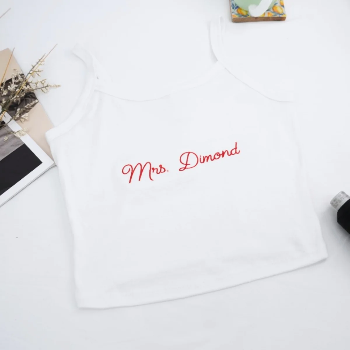 Custom Mrs Tank Top - Personalized Embroidered Wife Tank - Perfect Wedding Anniversary Valentine's Gift - Image 7