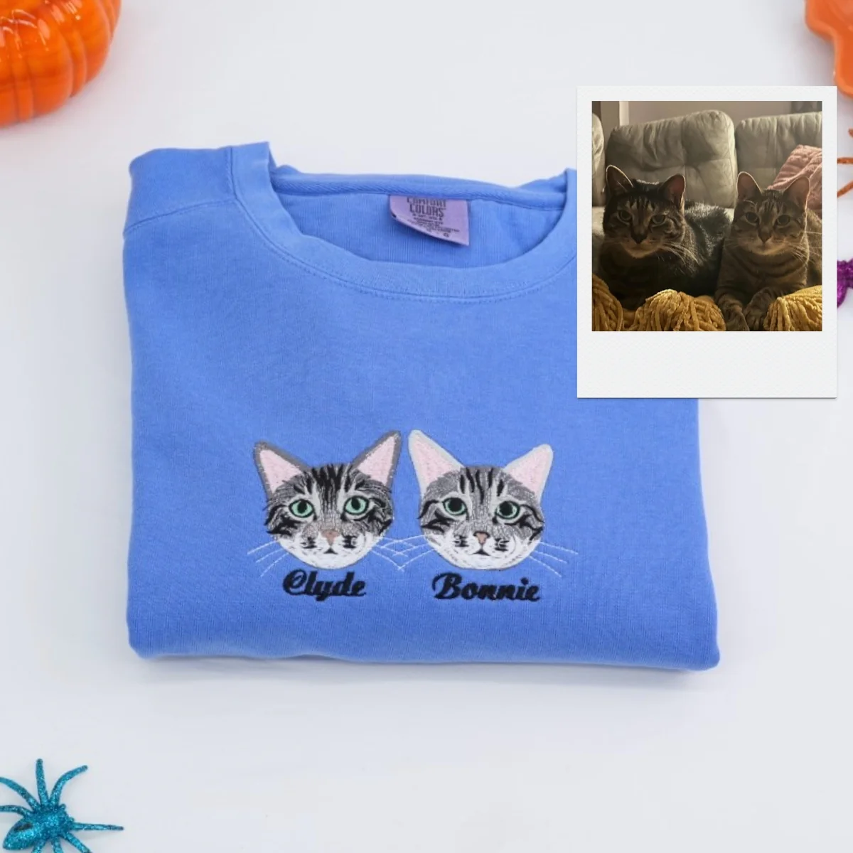 Custom Multi-Cat Portrait Sweatshirts - Personalized Pet Faces with Names - Multiple Cat Owner Gift