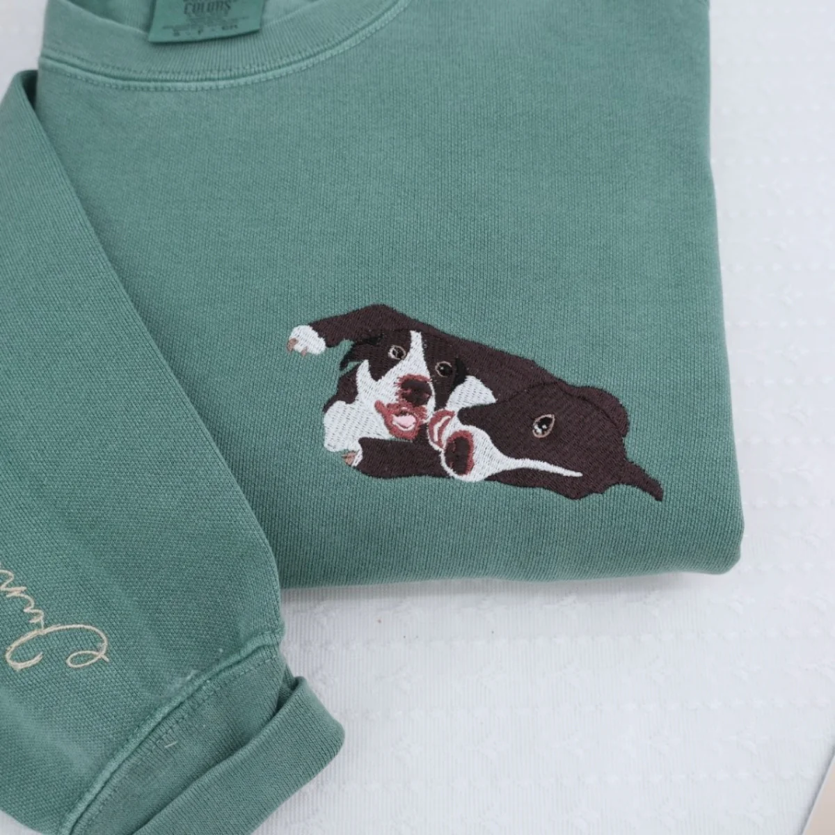 Custom Multi Pet Portrait Hoodies - Two Dog Embroidered Sweatshirts - Personalized Pet Names Gift - Perfect Dog Mom Dad Multi-Pet Family - Image 2