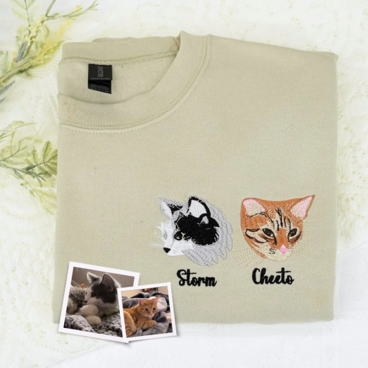 Custom Multiple Cat Portrait Hoodies - Personalized Multi Pet Embroidered Sweatshirts - Cat Parent Gift - Image 2