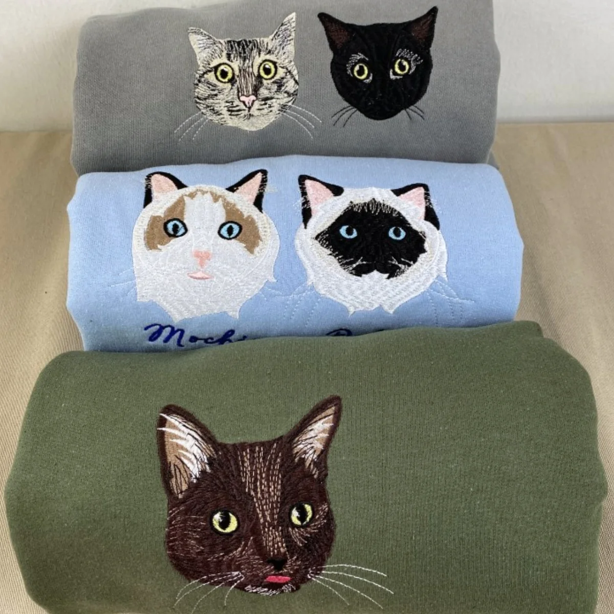 Custom Multiple Cat Portrait Hoodies - Personalized Multi Pet Embroidered Sweatshirts - Cat Parent Gift - Image 4