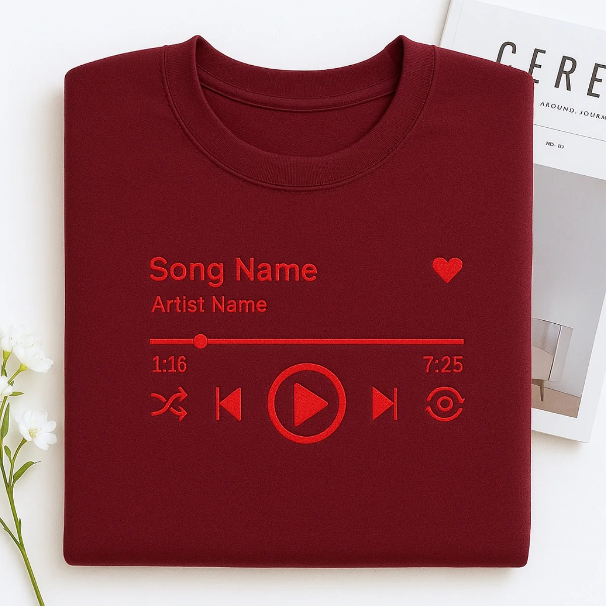 Custom Music Player Hoodies - Your Song Embroidered Sweatshirts - Music Lover Gift - Image 4