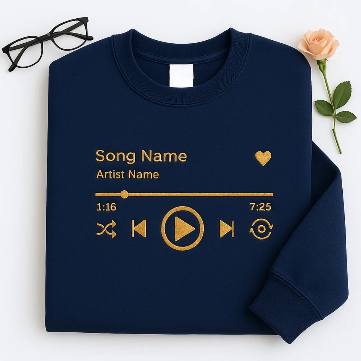 Custom Music Player Hoodies - Your Song Embroidered Sweatshirts - Music Lover Gift - Image 5