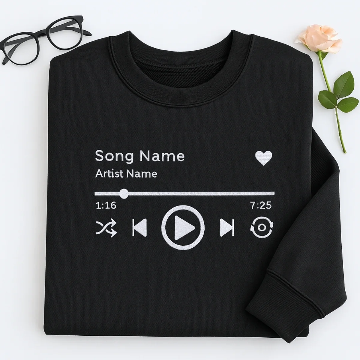Custom Music Player Hoodies - Your Song Embroidered Sweatshirts - Music Lover Gift - Image 6
