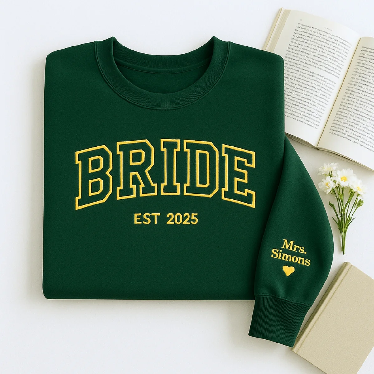 Custom Name Bride Varsity Sweatshirt - Personalized Wedding Embroidered Apparel - Perfect Bridal Gift - Image 4