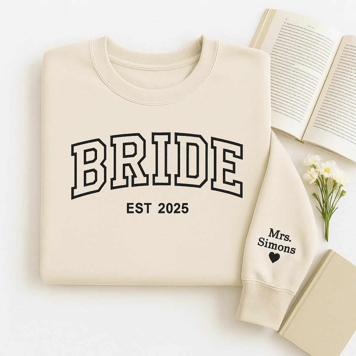 Custom Name Bride Varsity Sweatshirt - Personalized Wedding Embroidered Apparel - Perfect Bridal Gift - Image 5