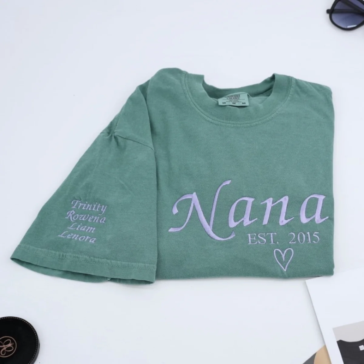 Custom Nana T-Shirt | Personalized Grandmother Embroidered Shirt - Grandchildren Names Gift