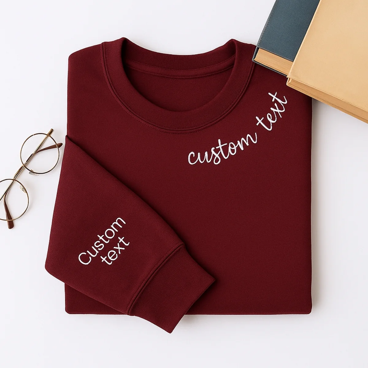 Custom Neckline Text Sweatshirt - Personalized Script Embroidered Pullover - Elegant Name Gift - Image 3