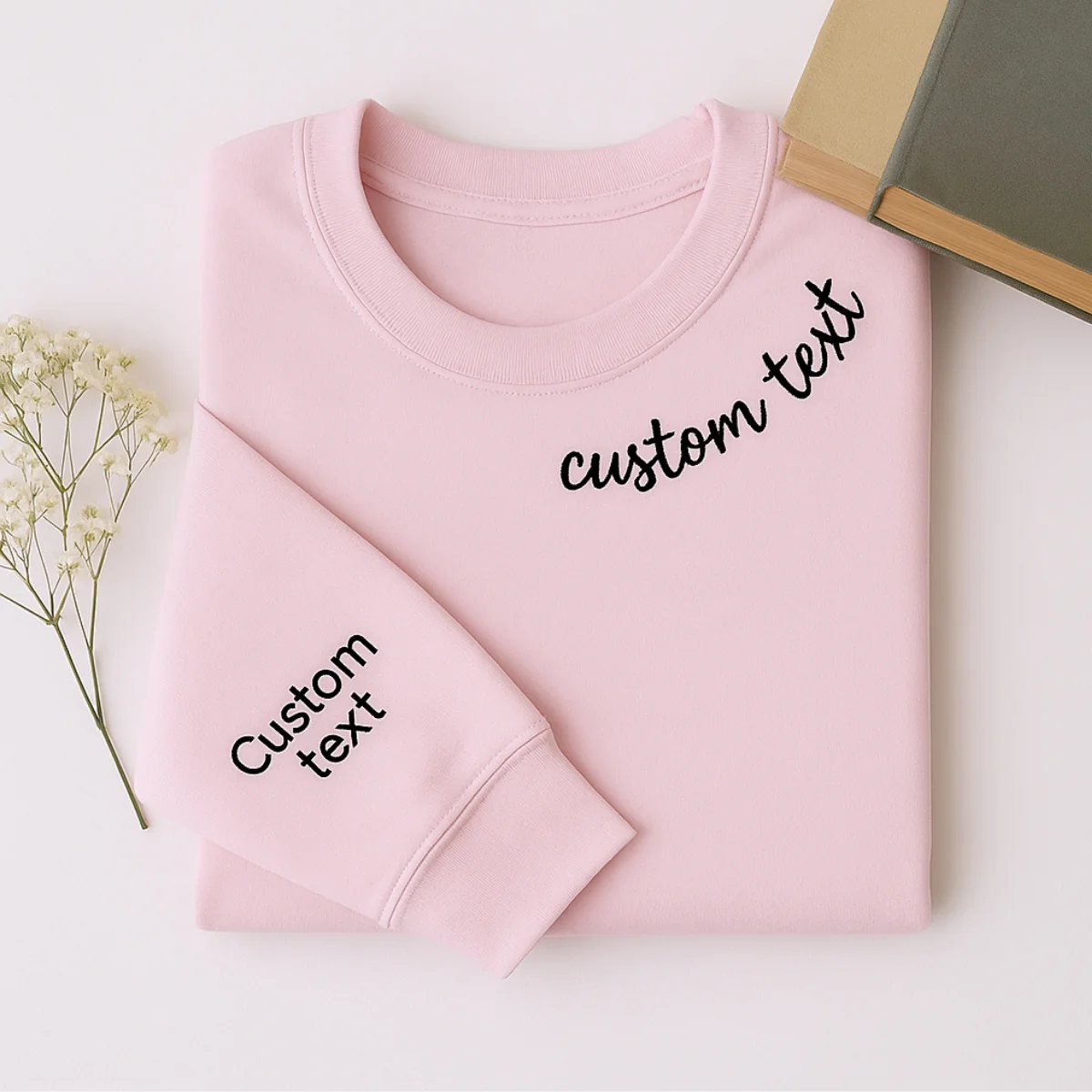 Custom Neckline Text Sweatshirt - Personalized Script Embroidered Pullover - Elegant Name Gift - Image 4